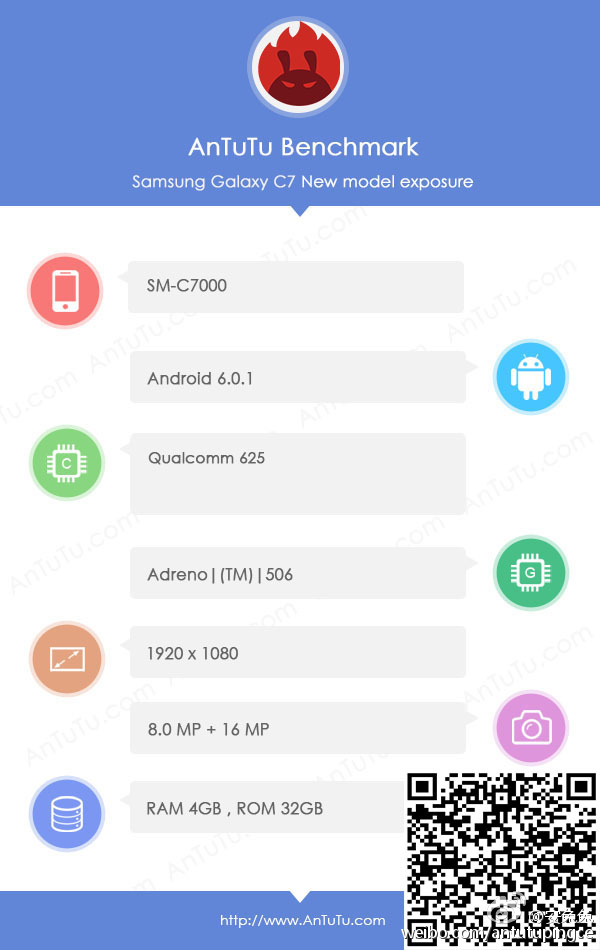 4GB<a href=/tags/2778-0.html target=_blank class=infotextkey>內存</a>+驍龍625 三星C7安兔兔跑分超6w 