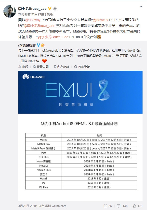 良心！華為Mate 8將升級安卓8.0：嘗遍3個安卓大版本